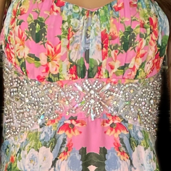 City Triangles Women's Strapless Embellished Formal Foral Dress Size 13 - Picture 11 of 14